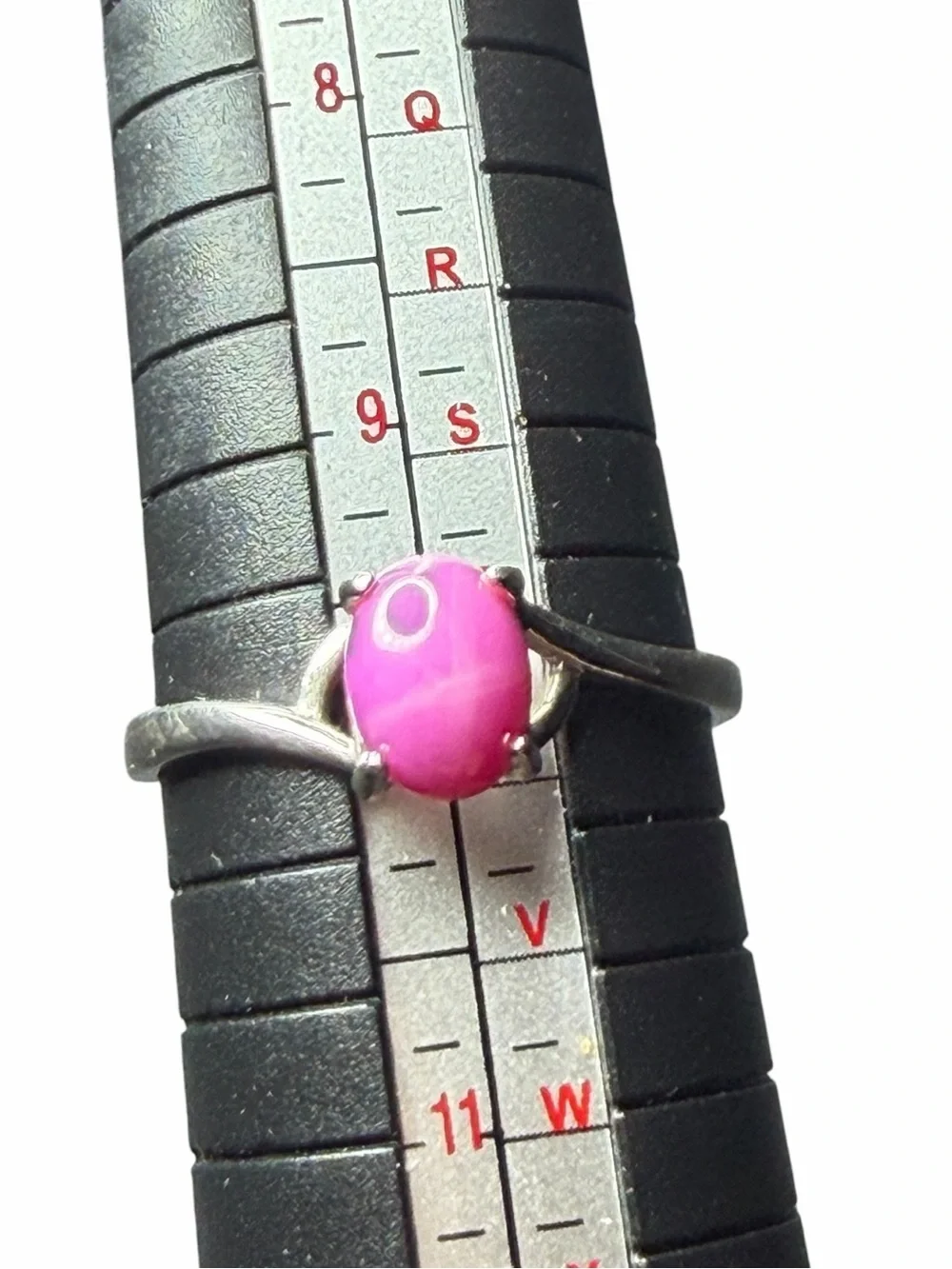 Sterling Silver Ring with Pink Cabochon Stone size 10